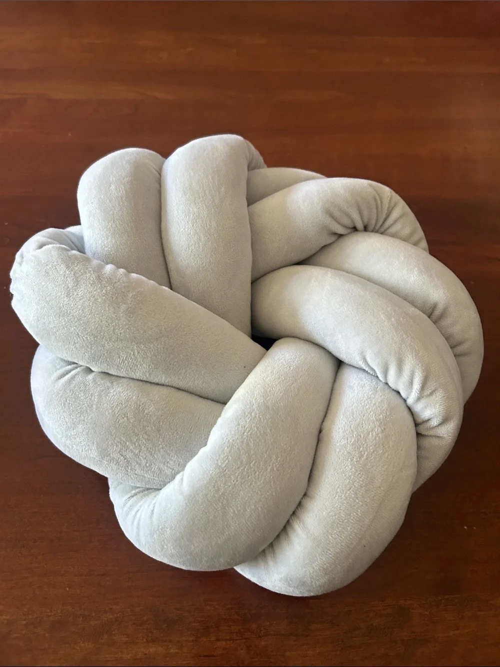 Cuddle Duds 14” Plush Knot Throw Pillow in Light Gray